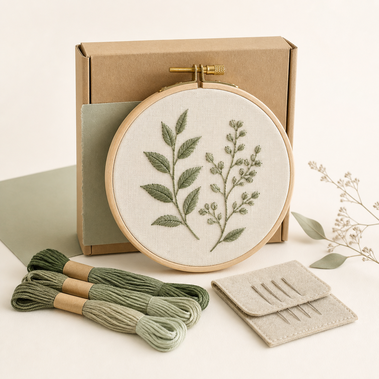 Botanical embroidery kit